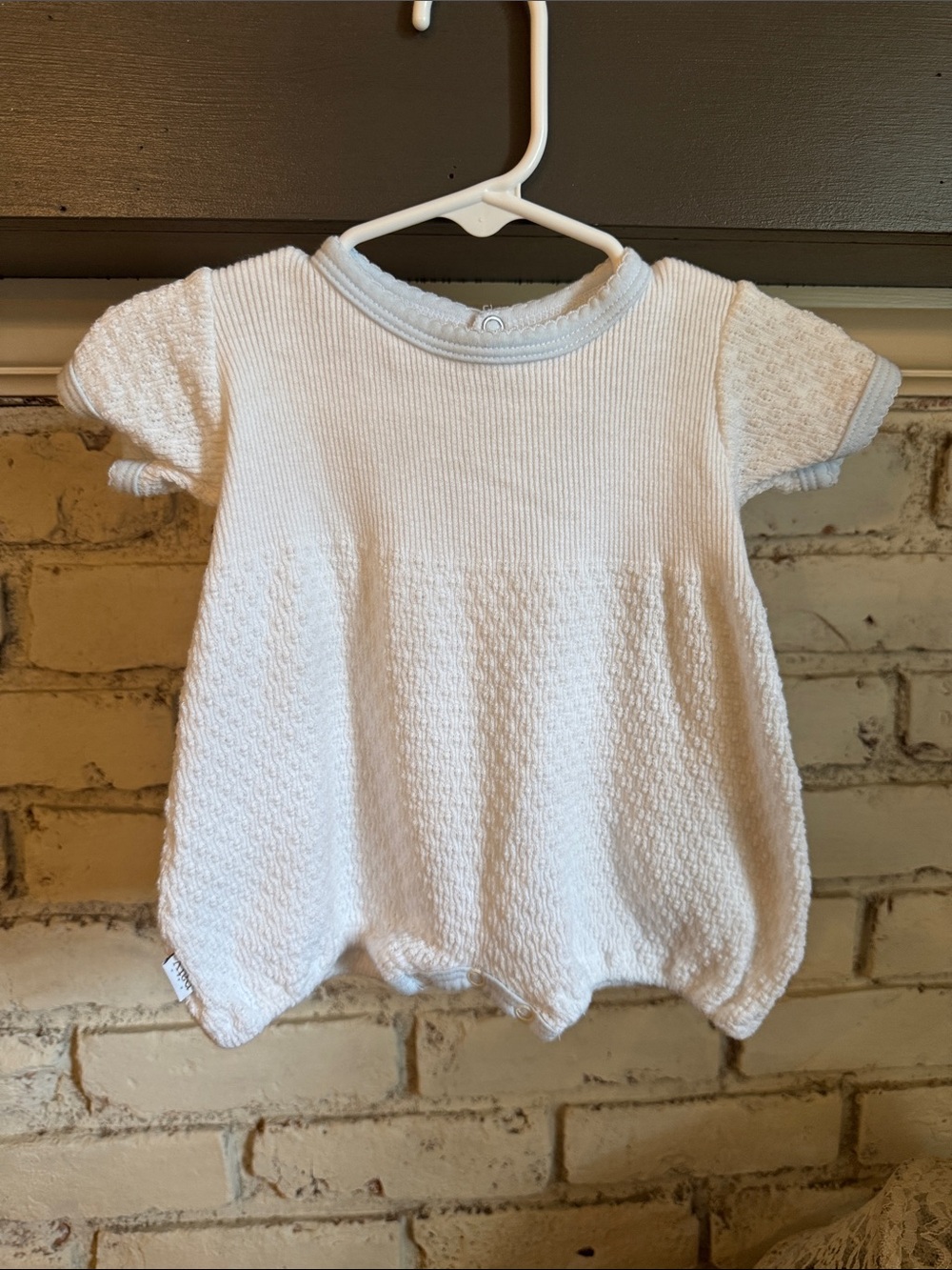 Paty Baby White Textured Bubble Romper Top